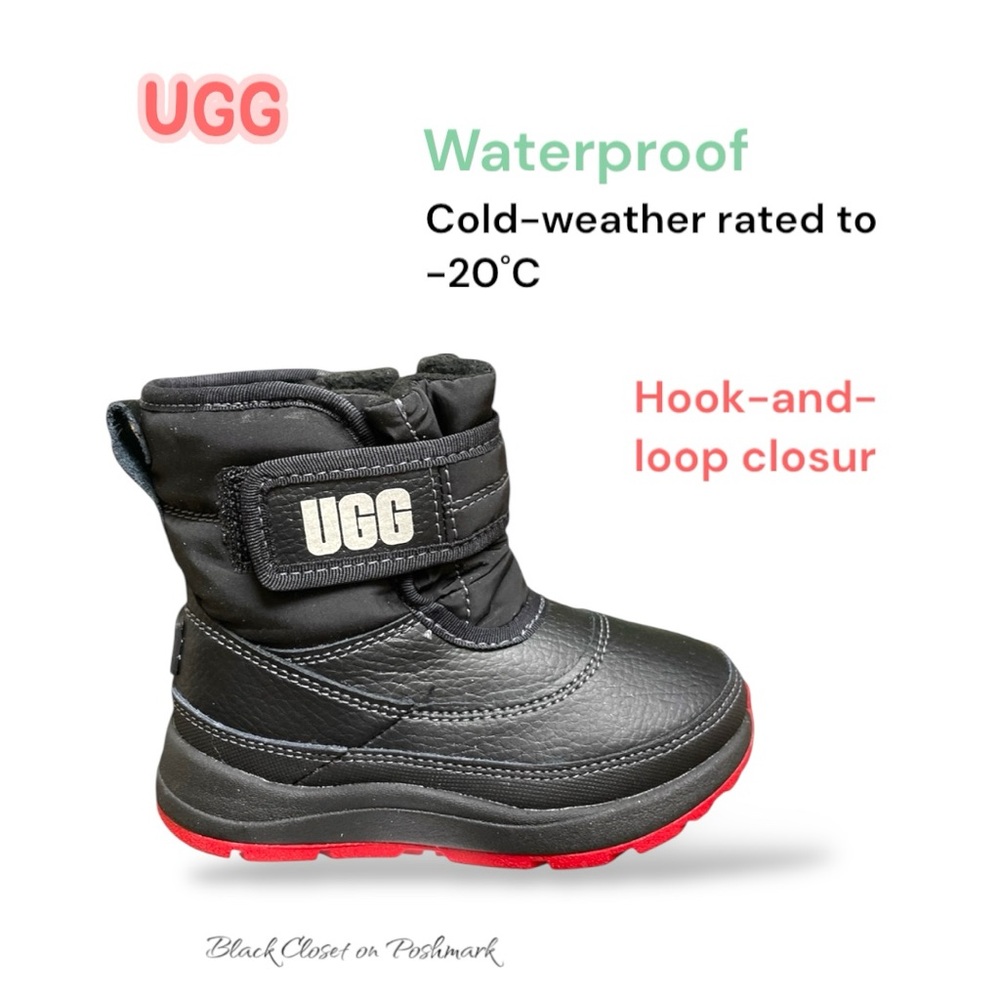 UGG Kids Black and Red Winter Boots